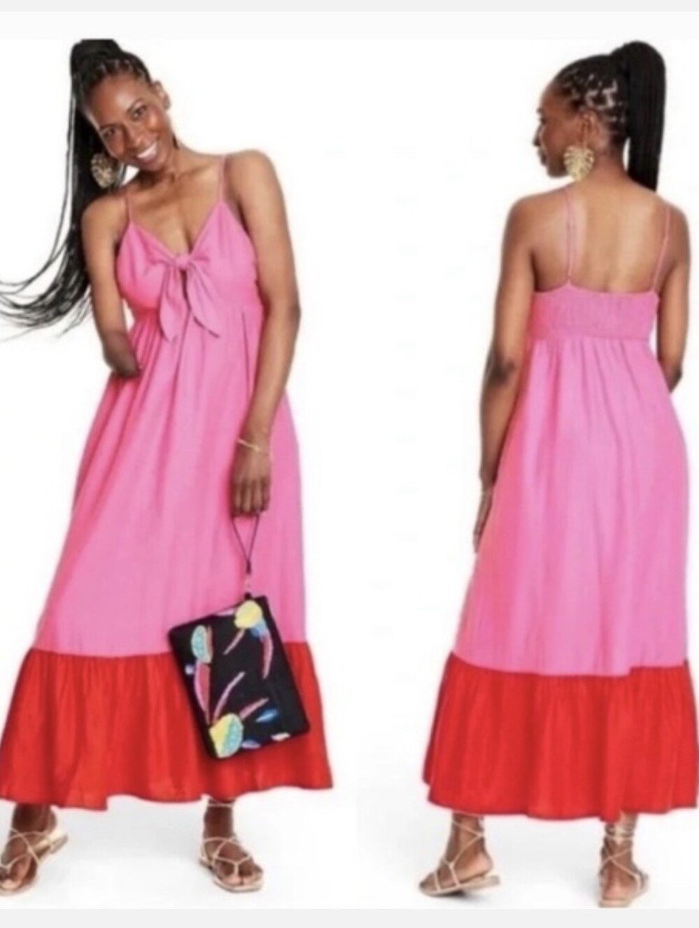 Limited Edition Target x Tabitha Brown Bow Maxi Pink Linen Dress